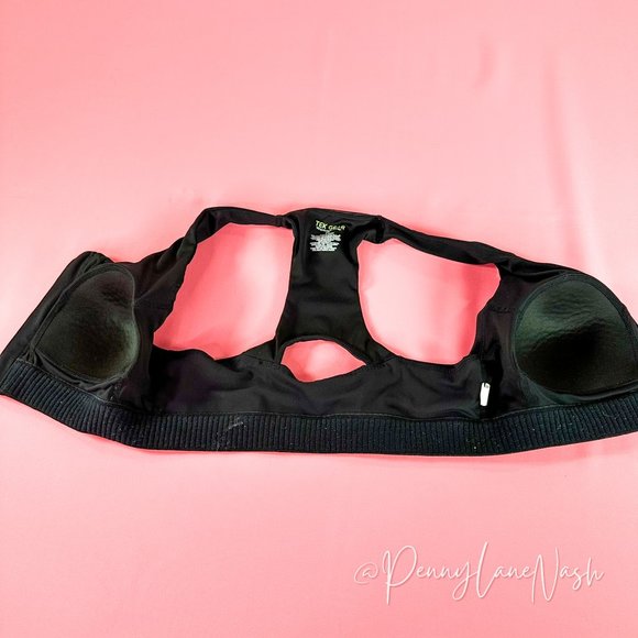 Tek Gear Zip-Front Medium-Impact Sports Bra Black - Picture 5 of 9